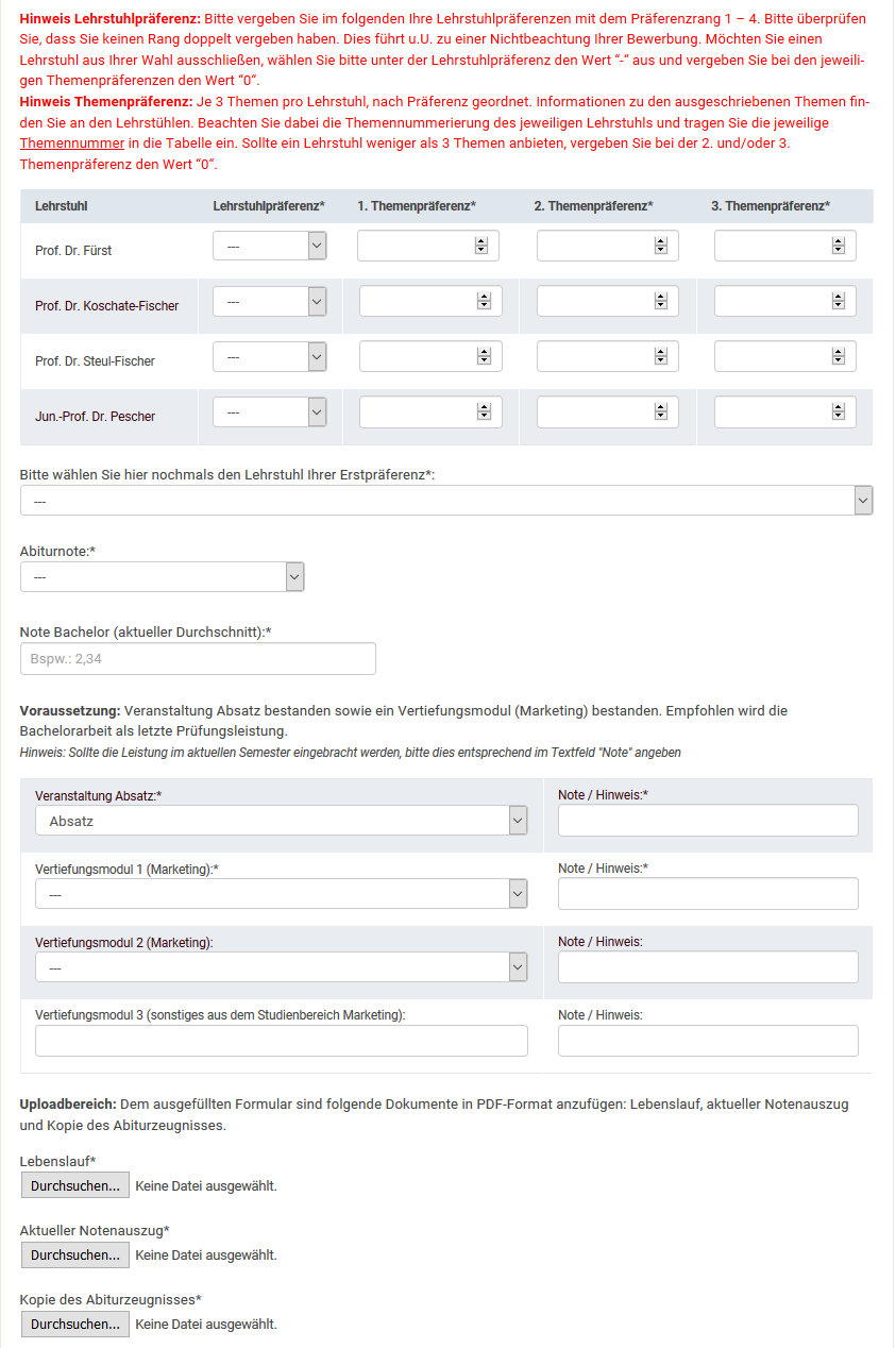 Vorschau Formular Bachelorarbeit